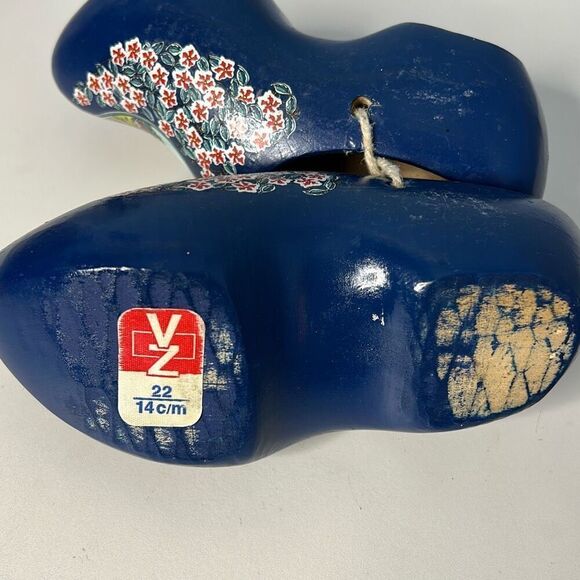 VZ Holland  Wooden Shoes Blue hand painted 22 - Picture 4 of 7